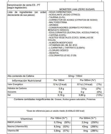  Monster Monster Energy Lewis Hamilton Pack of 12 Sugar-Free Peach and Nectarine Flavored Energy Drinks 500ml - Buy Online on GoSupps.com