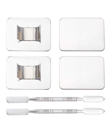OLYCRAFT 6PCS Stainless Steel Makeup Palette Mini Ring Palette with Spatula Tool Makeup Palette Tools for Nail DIY Art Design Paint Color- 1.7 x 1.3 Inch Stainless Steel Color