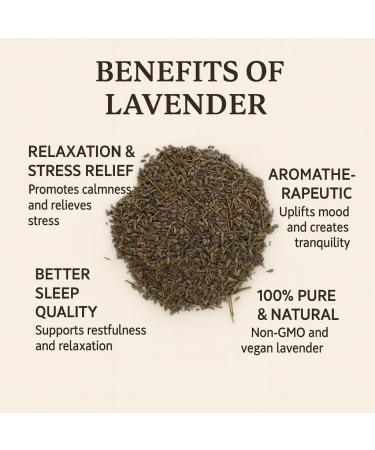 Premium Lavender 50g - 100% Pure Raw Wild Non-GMO Vegan - Promotes Relaxation Stress Relief & Sleep Quality - Ideal for Herbal Tea Bathing - Buy Online on GoSupps.com
