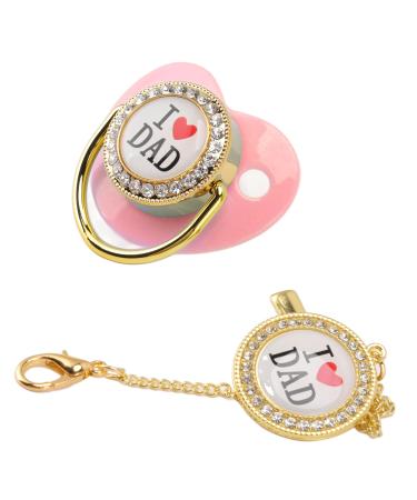 Baby Pacifier BPA Free Interesting Rhinestone Design Silicone Baby Pacifier M for 6 to 18 Months Old Babies (Pink)