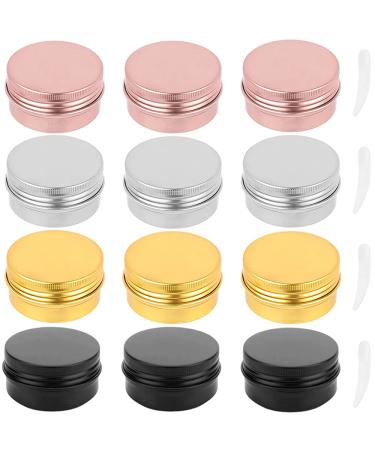 CUTEFLY 12PCs 20ml aluminum empty jar cosmetic container travel potty jar set for lip balm cosmetics cream samples nail art.