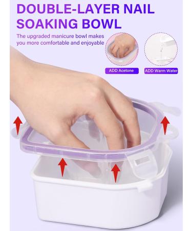 Yokilly Nail Soak Off Bowl Set | 2PCS Acetone Acrylic Remover Kit with 5 PCS Nail Art Tools - Buy Online on GoSupps.com