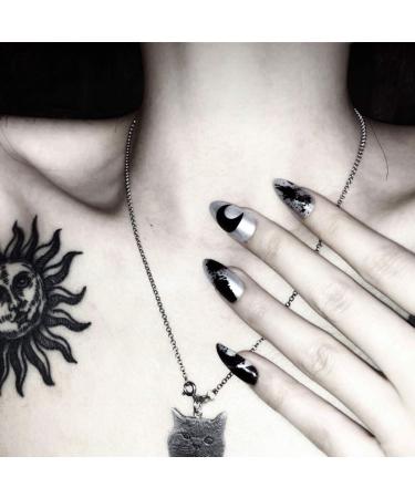 Shop Sethain Shiny Punk Wrong Nails Tips - 24pc Silver Moon Cross Press-On Nails for Women & Girls - International Shipping Available - Buy Online on GoSupps.com