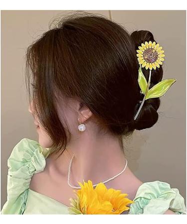 yangzerang Sunflower Hair Claw Clips Women's Sunflower Hair Claw Clips Floral Metal Hair Clips Nonslip Elegant Flower Hair Claw - Buy Online on GoSupps.com