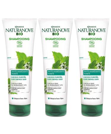 Kéranove Naturanove Bio - Certified Organic Nettle Purity Shampoo - For Oily Hair and Scalp - 250 ml - Pack of 3