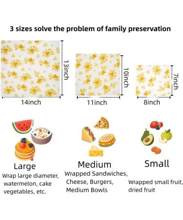 Reusable Beeswax Food Wrap 3-Pack - Eco-Friendly Biodegradable Sustainable Storage - Beeswax Paper Wraps in 3 Sizes (S M L) - Buy Online on GoSupps.com