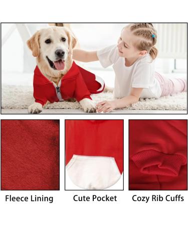 Meioro Dog Hoodies - Warm Zipper Dog Clothes for Pets | Cute Red Hoodie for Medium Dogs - Buy Online on GoSupps.com