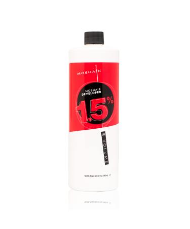 Moehair Peroxide Developer Crme 1.5% hydrogen peroxide, 5 volume developer. Professional hair developer for brighter and lighter tints. Peach Fragrance. 33.8 Fl Oz