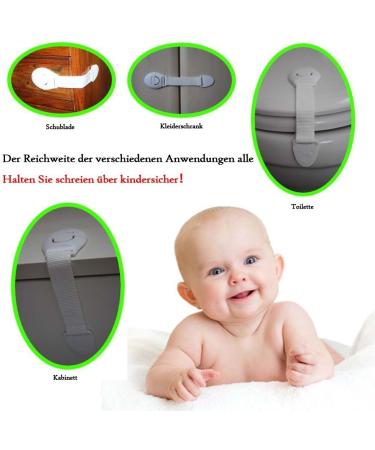 Jzhen 10 Pcs Baby Safety Strap Lock Child Safety Door Locks for Drawer and Cabinet Door No Drilling or Tools - Buy Online on GoSupps.com