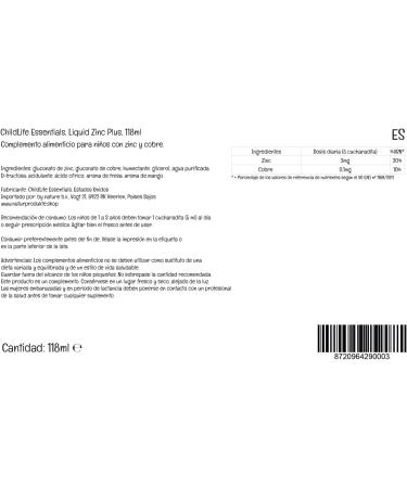  CHILDLIFE ChildLife Essentials Liquid Zinc Plus 118 ml 2 mg of zinc per dose unflavored gluten-free soy-free non-GMO - Buy Online on GoSupps.com