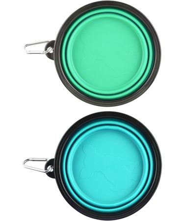 Buy Moacc 2-Piece Foldable Silicone Dog Bowl Set - Travel-Friendly Water & Feed Bowls for Dogs & Cats (1000ml) - Light Blue & Light Green - Buy Online on GoSupps.com