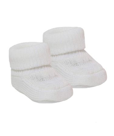 Angel Kid Baby Boys Girls Bootees 1 Pair Knitted Plain Booties NB-3 Months Approx S403 0 Months White