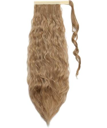 20 Inch Real Long Corn Wave Ponytail Clip in Hair Extensions - Light Ash Brown mix Bleach Blonde - Buy Online on GoSupps.com