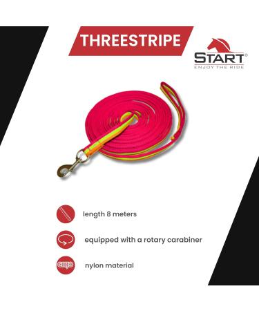 8m Equestrian Lunging Line for Horses - Soft Nylon Training Rope with Hand Loop Carabiners & Floor Work Leash in Neon Pink/Orange - Buy Online on GoSupps.com