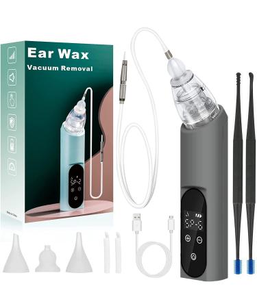 Ear Wax Vacuum Removal Tool 6 Gear Strong Suction Electric Ear Cleaner Ear Vacuum Wax Remover USB Charge Earwax Removal Kit Reusable Soft Silicone Ear Cleaning Kit Water Remover Tool (Grey)