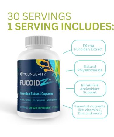 Youngevity FucoidZ - Pure Organic Maritech Fucoidan Extract & Cofactors (Vitamin C Zinc Elderberry + Botanical Blend) - Immune Support - Super Antioxidant - 60 Capsules - Buy Online on GoSupps.com