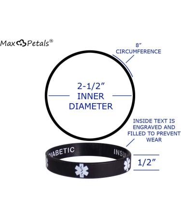 Type 1 Diabetic Medical Alert ID Silicone Bracelets 5 Pack - Privacy Enhanced Wristbands for Insulin Dependence - Buy Online on GoSupps.com