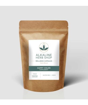 Alkaline Herb Shop - Happy Colon Cleanse - Made With Natural Wildcrafted & Organic Herbs - Cascara Sagrada Ginger Rhubarb Root Prodigiosa & Blessed Thistle - Vegan - Gluten-Free - 150 Veg Capsules - Buy Online on GoSupps.com