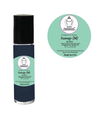 Compare to Aroma compatible with Sauvage by Dior for Men Fragrance Body oil on 1/3 oz (9.86ml) Travel size Roll-On Botlle