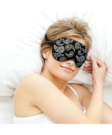 Black and White Paisley Sleep Mask for Women | Adjustable Eye Shades with Elastic Strap | Comfortable Sleep Accessories - Buy Online on GoSupps.com
