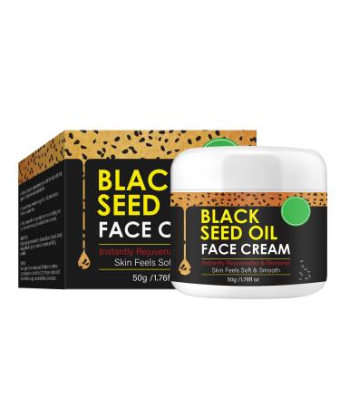Organic Cold Pressed Black Seed Oil Face Moisturizer Cream - Deeply Nourishing Unisex Facial Cream for Tightening and Lifting Anti-Aging Reduces Fine Line GMO-Free Cruelty-Free 1.76 Fl Oz