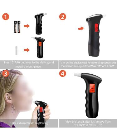 Professional Portable Alcohol Tester Breathalyzer | Digital LCD, Auto Power Off, Sound Alarm | 5 Mouthpieces | for Drivers & Home Use - Black - Buy Online on GoSupps.com