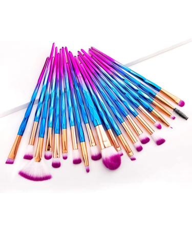 MUJGAN 20-Piece Makeup Brush Set Includes Brushes for Eye Shadow Eyeliner Eyebrow Lip Nose and Foundation - Soft and Durable Sponge Material for Flawless Application Gift (Purple - Dark Blue) - Buy Online on GoSupps.com