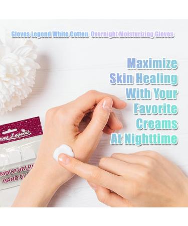 3 Pairs (2 Gloves) White Cotton Legend Gloves for Dry Hand Eczema Moisturizing - Women's Size | Stretchable Nighttime Gloves - Buy Online on GoSupps.com