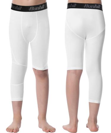 Runhit Boy's Compression Tights - Youth Athletic Pants White XL - Buy Online on GoSupps.com