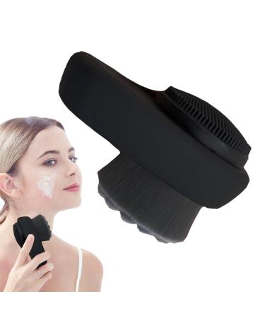 Face Scrubber - Comfortable Face Wash Brush - 2 in 1 Facial Tool Soft Bamboo Charcoal Bristles with Lid for Cleaning Deep Pore Coatuiyo