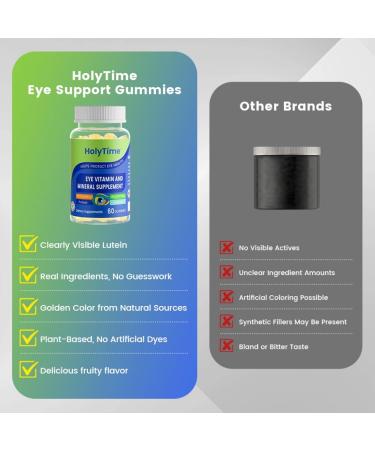 HolyTime Lutein Gummies Dietary Supplement for Eye Health Support with Lutein & Zeaxanthin Plant-Based Daily Formula with Zinc, Vitamin C & E Natural Berry Flavor Vegan Friendly (5) - Buy Online on GoSupps.com