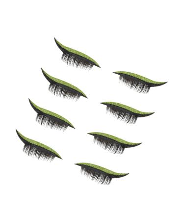DRESSOOS Glitter Eyeliner 4pairs False Eyelash Stickers Eyeliner Pencil Reusable Eyeliner Sticker Eyelash Sticker for Women 1 count (Pack of 1) Army Green
