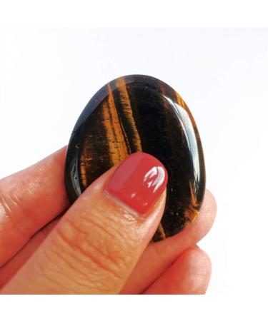 Manekieko Natural Tiger Eye Worry Stone - Chakra Healing Crystal for Stress Relief & Relaxation | Perfect Pocket Palm Stone - Buy Online on GoSupps.com
