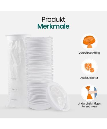 1500ml Disposable Break Bags 50 Pack White Emesis Bags with Mouthpiece & Snap Lock | High-Density Nausea Relief for Pregnant Women - Buy Online on GoSupps.com