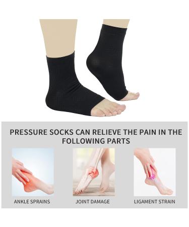 Compression Ankle Sleeve for Neuropathy, Plantar Fasciitis, Swelling - 3 Pairs, Black (L-XL) - Brace for Men and Women - Buy Online on GoSupps.com