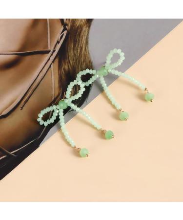 ROYALEAD Handmade Crystal Beads Bowknot Earrings Vintage Butterfly Bow Dangle Earrings Ear Studs for Women Girls Party Jewelry Green - Buy Online on GoSupps.com