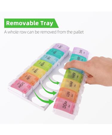 Spanish Pill Organizer - 7 Weekly Compartments for AM/PM Meds | Medication Organizer & Vitamin Planner in Spanish - Buy Online on GoSupps.com