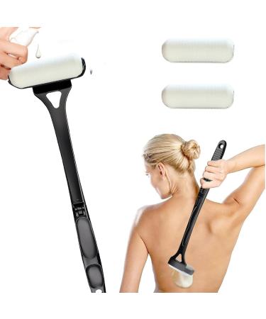 Applicateur de lotion noir applicateur de lotion long manche pour le dos poign e pliable avec 3 rouleaux en mousse r utilisables applicateur de cr me lavable pour le dos
