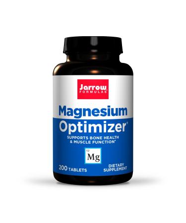 Jarrow Formulas Magnesium Optimizer - 200 Tablets - Supports Bone Health & Muscle Function - Exercise & Endurance Benefits - Includes Taurine P5P & Vitamin B6 - 100 Servings