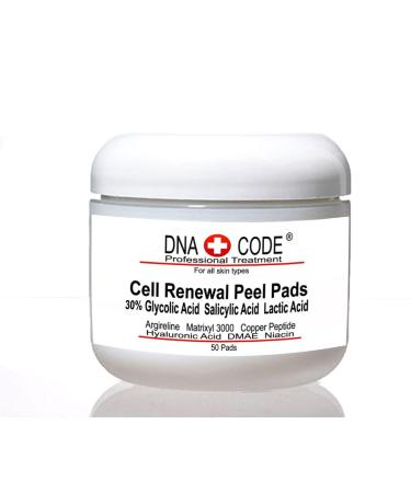 AntiAging Peel Pads-30% Glycolic Cell Renewal Peel Pads+ Salicylic Lactic Acid Argireline DMAE 50 Count (Pack of 1)