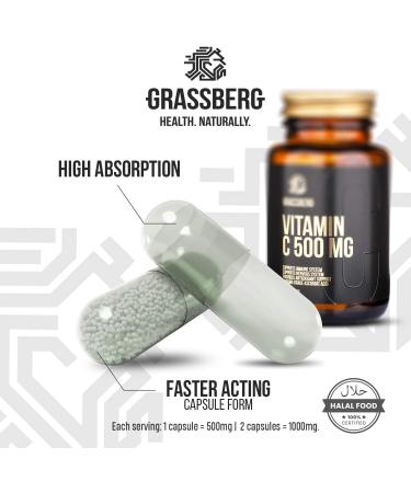 SIA GRASSBERG Grassberg Vitamin C 500mg 60 Capsules Ongearomatiseerd 60 capsules - Buy Online on GoSupps.com