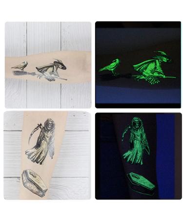 Luminous Halloween Temporary Tattoos for Kids - 80 Glow in The Dark Black Styles | Halloween Party Favors for Boys and Girls - Buy Online on GoSupps.com