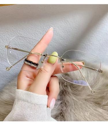 PARWANA Anti Glare Rimless Computer Readers Stylish Reading Glasses Presbyopic Glasses Flat Light Mirror for Women/Men +0.00 Golden