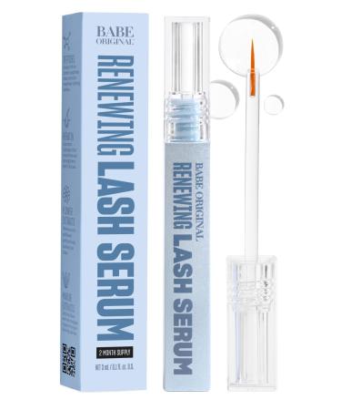 BABE ORIGINAL Renewing Lash Serum Peptide-Infused Eyelash Serum for Fuller Longer-Looking Natural Lashes Lash Enhancing Treatment with Nourishing Botanicals Vegan & Cruelty-Free Gentle 2 Month Supply (3mL)