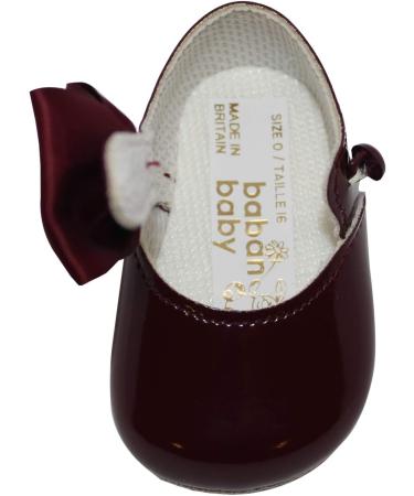 Burgundy Baby Girls Pram Shoes | Soft Sole with Bow Button | Made in Britain | Size 1 UK Child - Buy Online on GoSupps.com