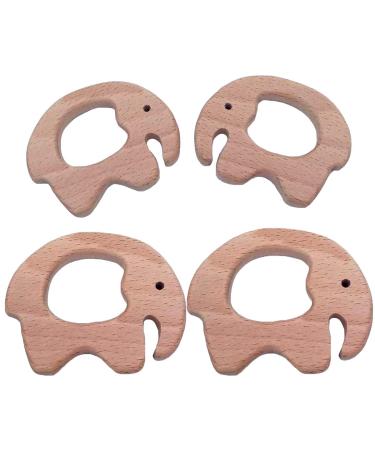 2pcs Handmade Cartoon Elephant Wood Pendant Decorations - Natural Beech Wooden DIY Necklace Charms - Buy Online on GoSupps.com