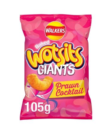 Walkers Wotsits Giants Prawn Cocktail Sharing Bag Crisps 105g | Baked Not Fried | Suitable for Vegetarians | No Artificial Colours or Preservatives - Buy Online on GoSupps.com