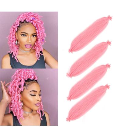 Pink Springy Afro Twist Hair 16 inch 4 Packs Pre stretched Springy Afro Twist Hair for Passion Twist Hair for Butterfly Locs Pre-Separated Afro Twist Hair for Bohemian Braids Synthetic Braiding Hair Extension For Black ...