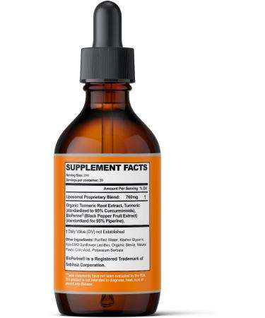Liquid Turmeric Curcumin with Bioperine for Joint Support - Turmeric Extract with Black Pepper for Back, Knees, and Hand Discomfort - Buy Online on GoSupps.com