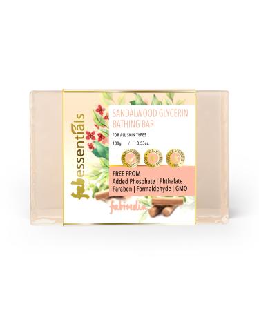Sandalwood Glycerin Bathing Bar | Natural Bioactives | For Younger Looking and Glowing Skin | Vegan & Toxin free | 100 gm